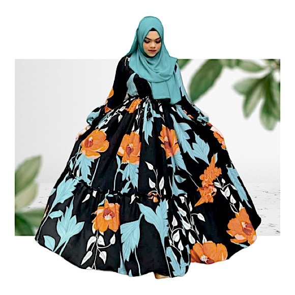 Dresses & Skirts - Summer floral dress adjustable belt black long sleeve